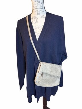 Hammitt Los Angeles Crossbody Bag Gray Leather Foldover Studded Medium